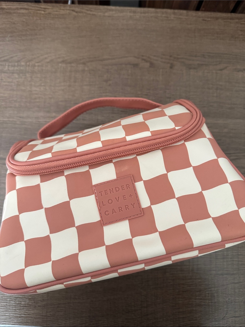 Tender Love & Carry Pink Checkerboard Cosmetic Case